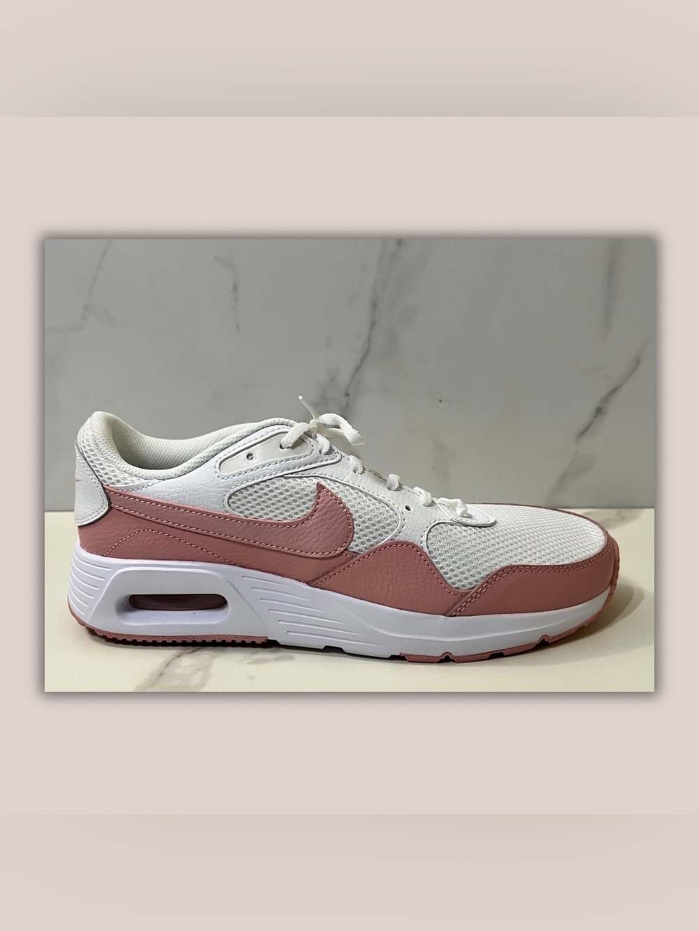 Nike White and Dusty Rose Low-Top Sneaker